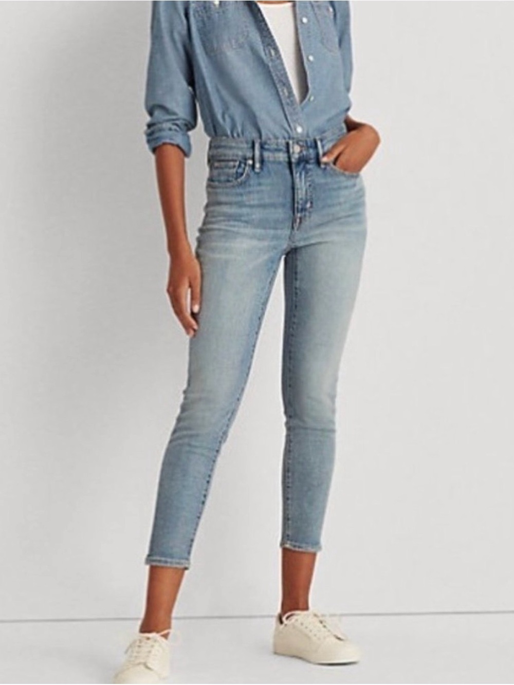 Lauren Ralph Lauren Light Wash Ankle Skinny Jeans